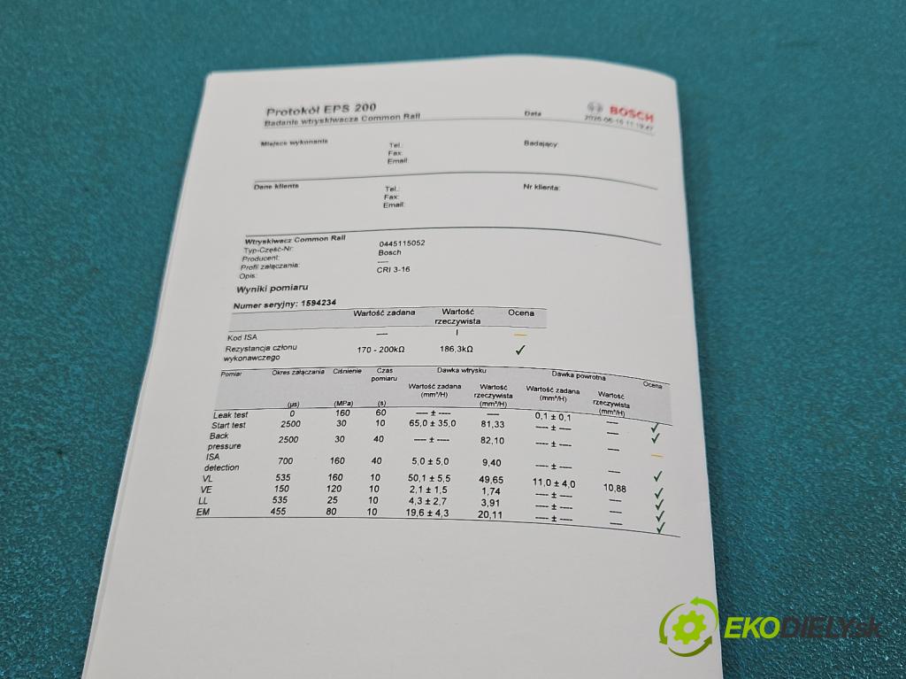 Audi A6 C6 2004-2011 3.0 tdi 224hp automatic 165 kW 2967 cm3 4- vstrek diesel: 0445115052