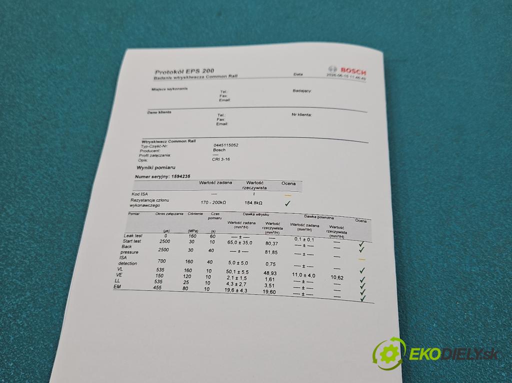 Audi A6 C6 2004-2011 3.0 tdi 224hp automatic 165 kW 2967 cm3 4- vstrek diesel: 0445115052