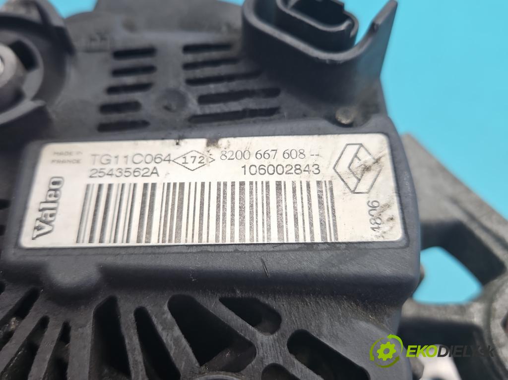 Nissan Note I 2006-2012 1.5 dci 86 HP manual 63 kW 1461 cm3 5- Alternator 8200667608 (Alternátor)