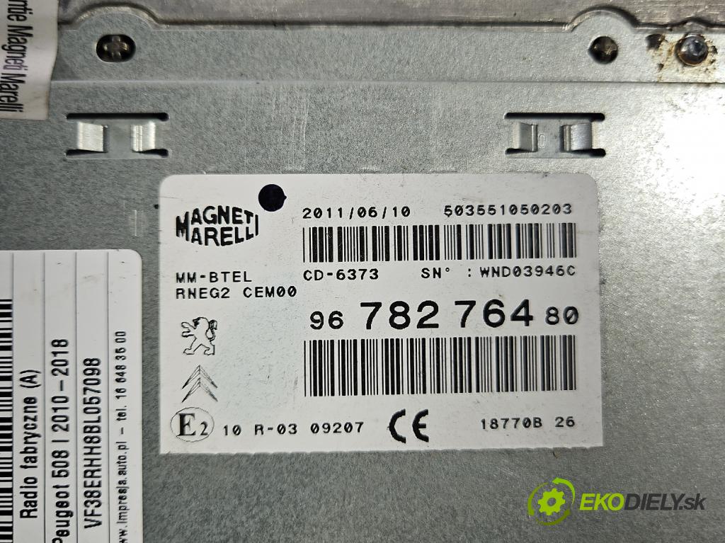 Peugeot 508 I 2010-2018 2.0 hdi 163 HP manual 120 kW 1997 cm3 5- Radio originál 9678276480