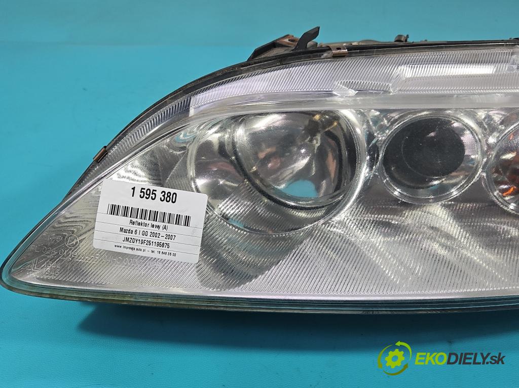 Mazda 6 I GG 2002-2007 2.0 16V 141 HP manual 104 kW 1999 cm3 5- Reflektor: ľavý 014003902 (Kľučka dverí ostatné)