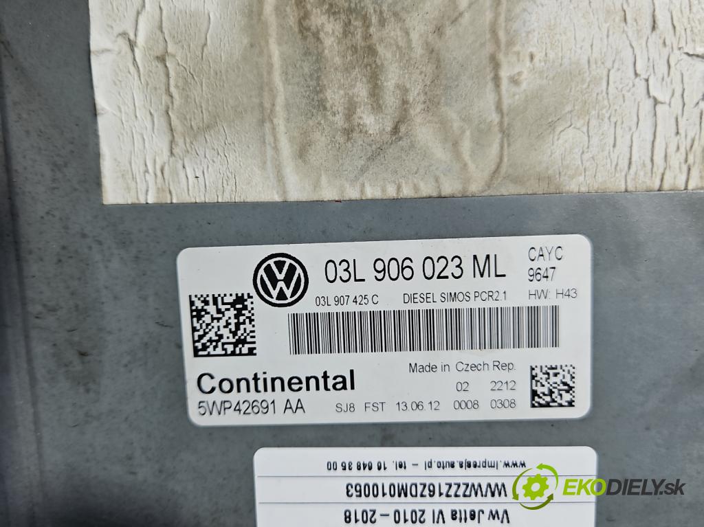 Vw Jetta VI 2010-2018 1.6 tdi CAYC: 105 HP manual 77 kW 1598 cm3 4- riadiaca jednotka motora 03L906023ML