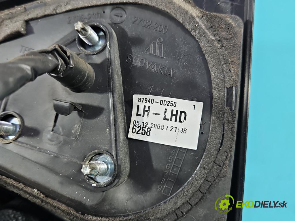 Toyota Yaris II 2005-2011 1.0 vvti 69KM manual 51 kW 998 cm3 5- zpětné zrcátko levé 87940-0D250 (Klika dveří ostatní)
