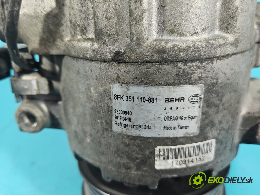 Audi A4 B6 2000-2004 1.9 tdi 131 HP manual 96 kW 1896 cm3 5- Kompresor: klimatizácie 8FK351110-881 (Kompresor klimatizácie)