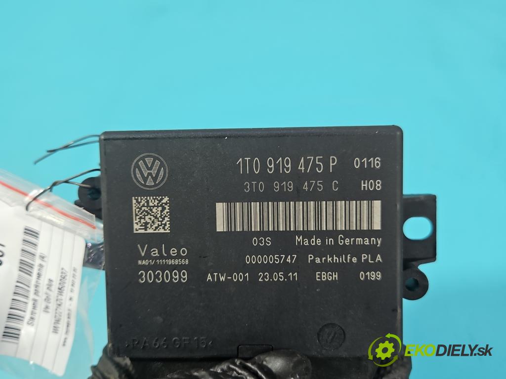 Vw Golf plus 1.4 TSI 122 HP manual 90 kW 1390 cm3 5- riadiaca jednotka parkovaní: 1T0919475P