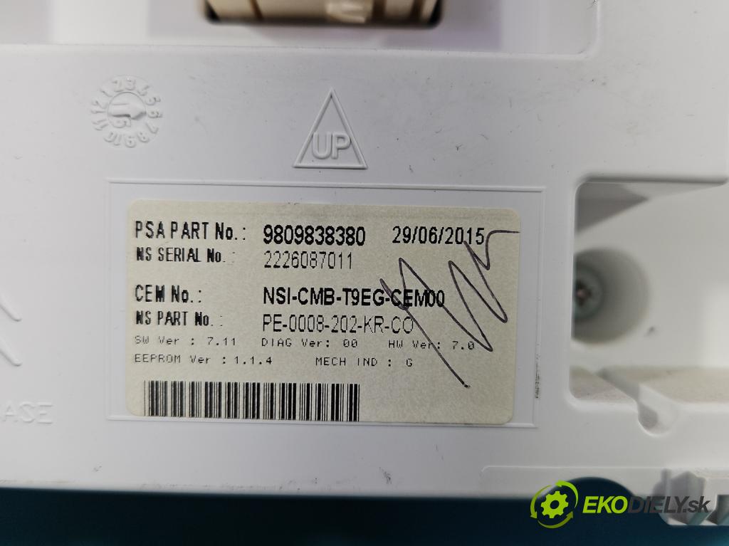 Peugeot 308 II 2013-2021 1.6 hdi 120 HP manual 88 kW 1560 cm3 5- prístrojovka/ budíky 9809838380 (Prístrojová doska)