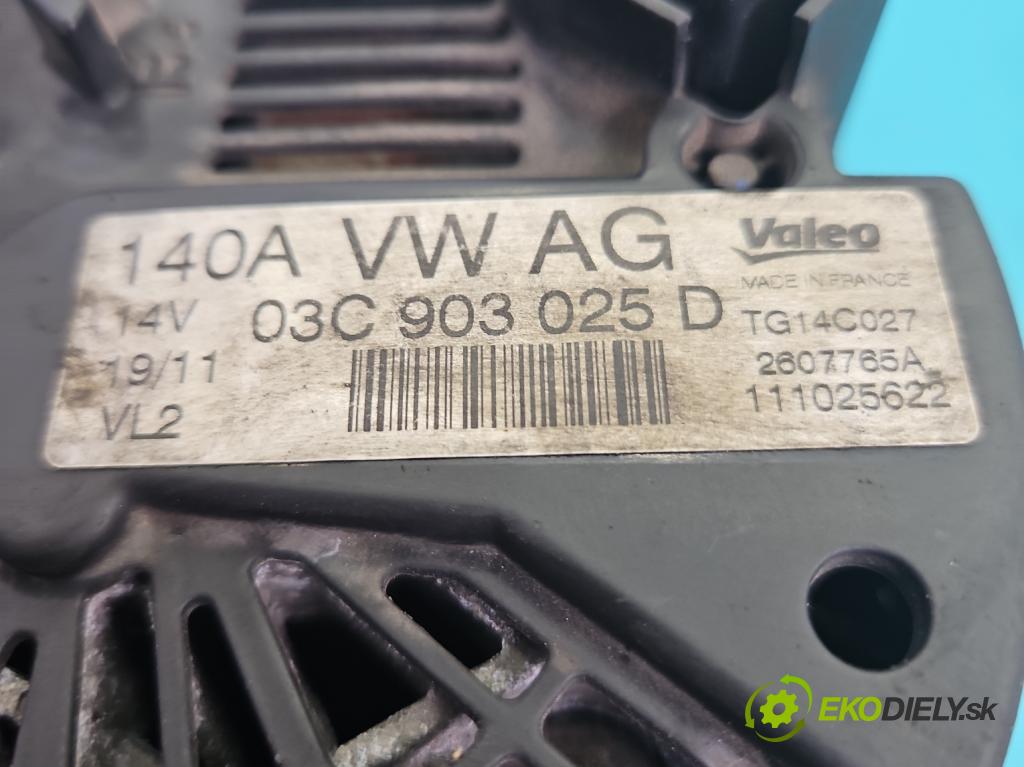 Vw Golf plus 1.4 TSI 122 HP manual 90 kW 1390 cm3 5- Alternator 03C903025D (Alternátor)