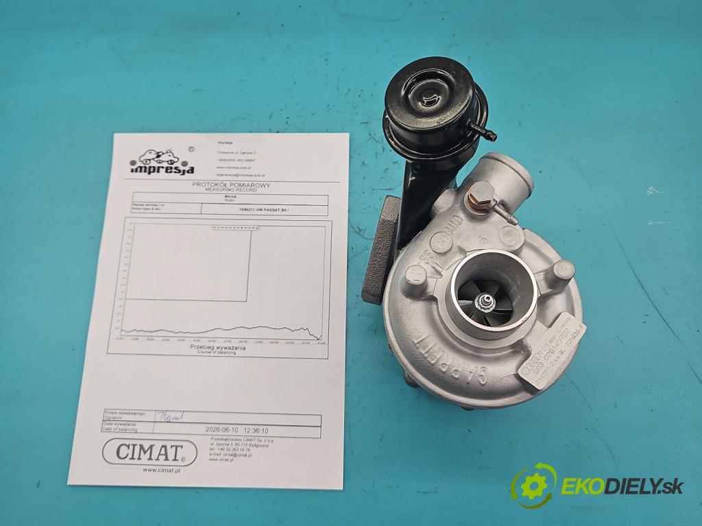 Vw Passat B5 1995-2005 1.9 tdi 90 hp manual 66 kW 1896 cm3 4- Turbodmychadlo repasováno 454097-2