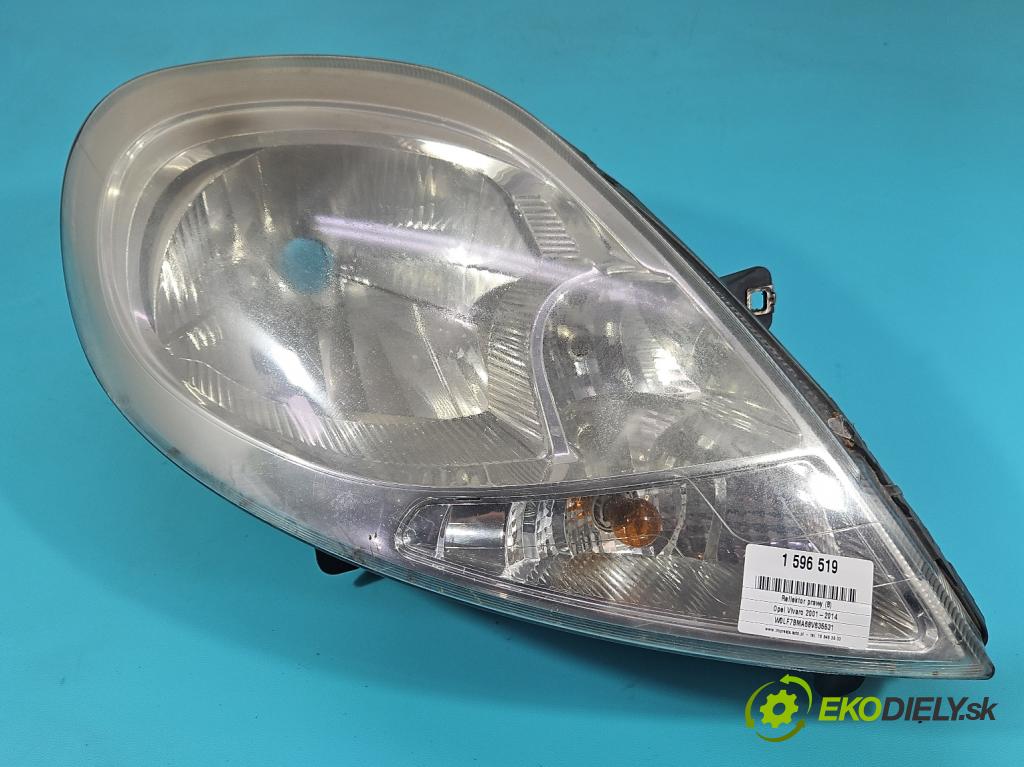 Opel Vivaro 2001-2014 2.0 cdti 90 hp manual 66 kW 1995 cm3 5- světlo pravý 8200701356 (Pravé přední světlo)