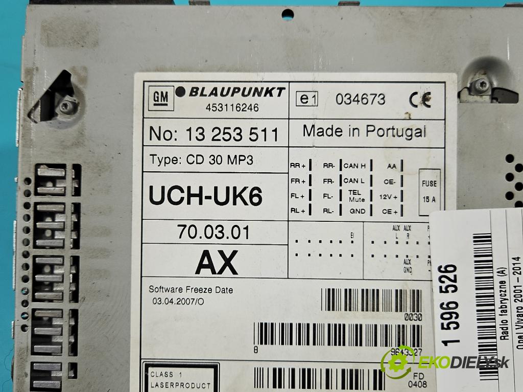 Opel Vivaro 2001-2014 2.0 cdti 90 HP manual 66 kW 1995 cm3 5- Radio originál 13253511