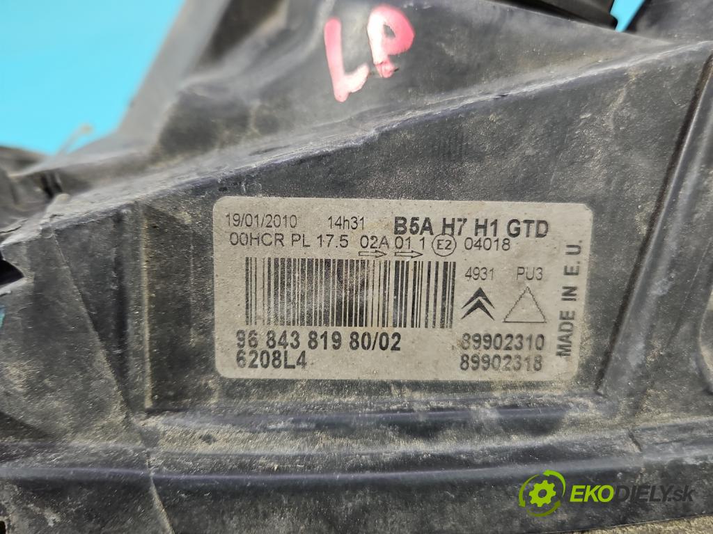 Citroen C4 I 2004-2011 1.6 hdi 90 HP manual 66.2 kW 1560 cm3 5- Reflektor: ľavý 9684381980 (Kľučka dverí ostatné)