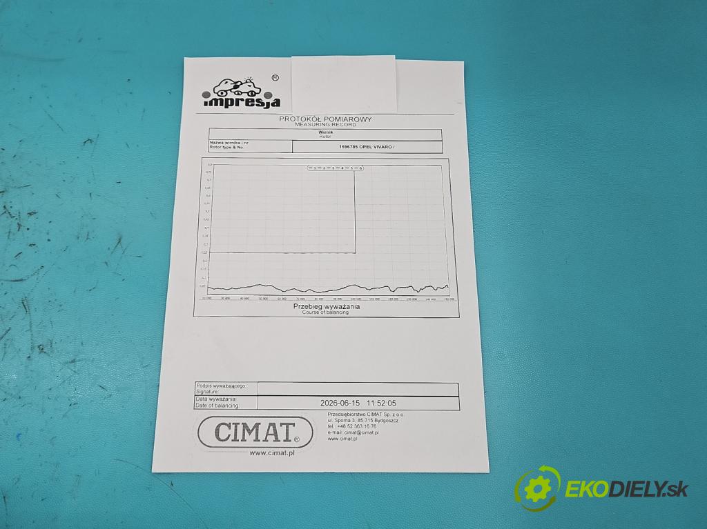 Opel Vivaro 2001-2014 2.0 cdti 90 HP manual 66 kW 1995 cm3 5- turbodúchadlo, turbo repasovaná 762785-3