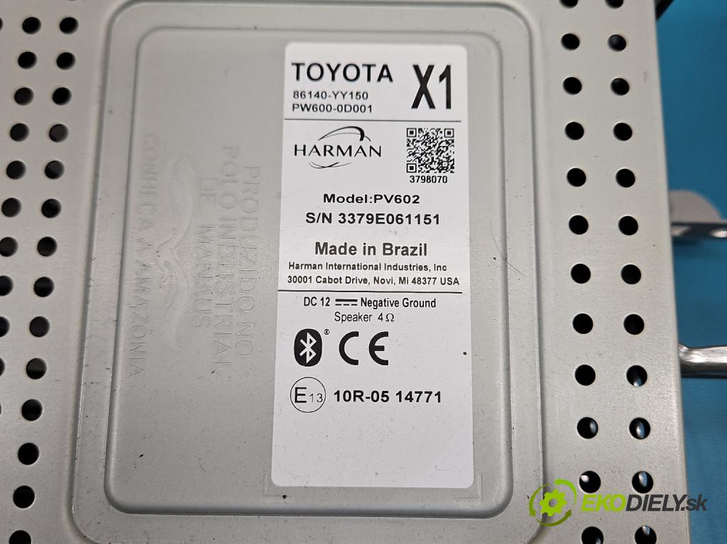 Toyota Yaris III 2011-2020 1.5 vvti 111KM manual 82 kW 1496 cm3 5- Radio továrna: 86140-YY150