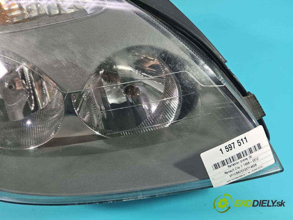 Renault Clio II 1998-2012 1.5 dci 65 hp manual 48 kW 1461 cm3 3- světlo pravý 8200478985 (Pravé přední světlo)