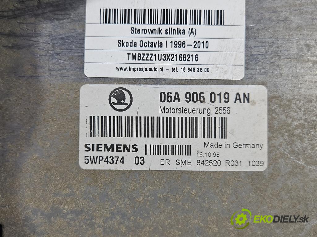 Skoda Octavia I 1996-2010 1.6 8V 101 HP manual 74 kW 1595 cm3 5- riadiaca jednotka motora 06A906019AN