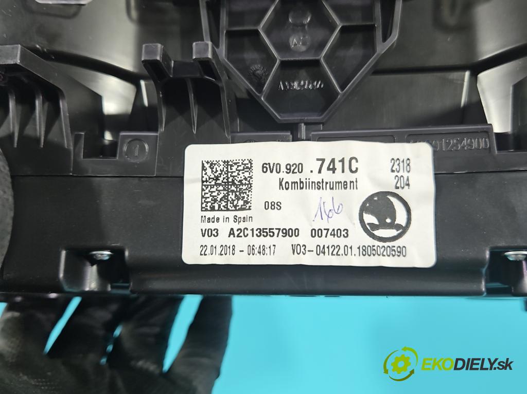 Skoda Fabia III 2014-2021 1.4 tdi 105 HP manual 77 kW 1422 cm3 5- prístrojovka/ budíky 6V0920741C (Prístrojová doska)