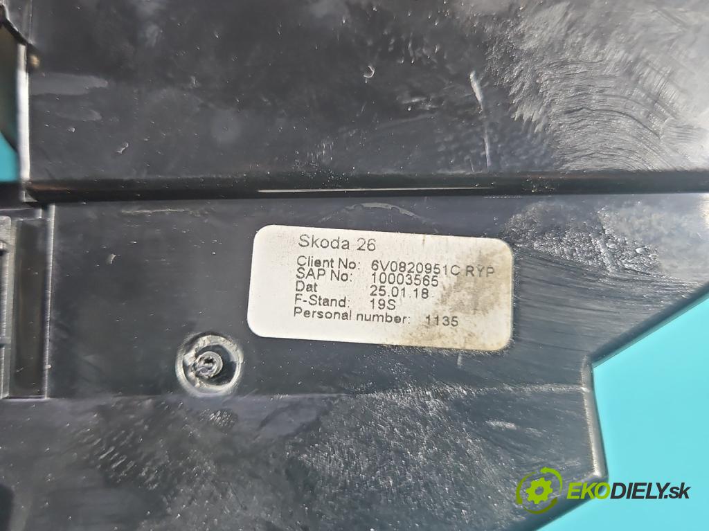 Skoda Fabia III 2014-2021 1.4 tdi 105 HP manual 77 kW 1422 cm3 5- Mřížka: kúrenia stredová 6V0820951C (Mriežka kúrenia (fukár))