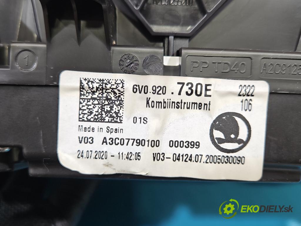 Skoda Fabia III 2014-2021 1.0 MPI 60 HP manual 44 kW 999 cm3 5- prístrojovka/ budíky 6V0920730E (Prístrojová doska)