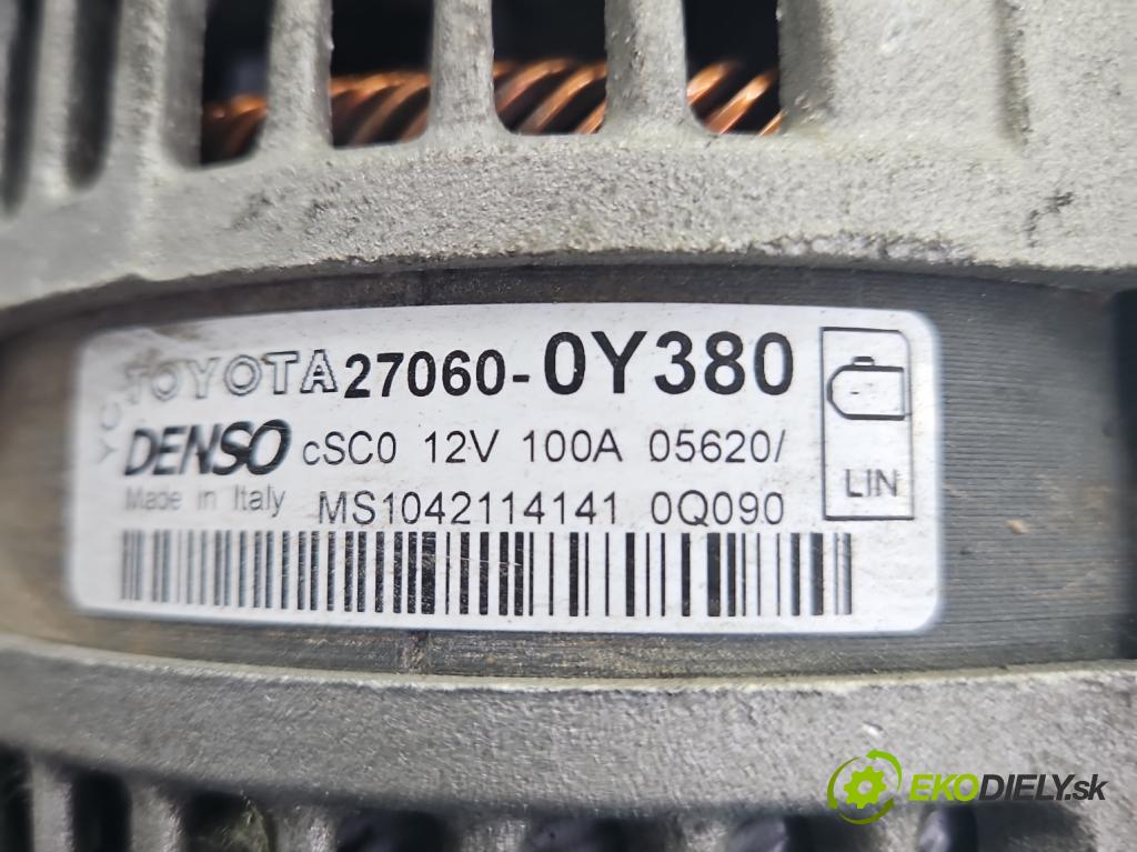 Toyota Yaris III 2011-2020 1.5 vvti 111KM manual 82 kW 1496 cm3 5- Alternator 27060-0Y380 (Alternátor)