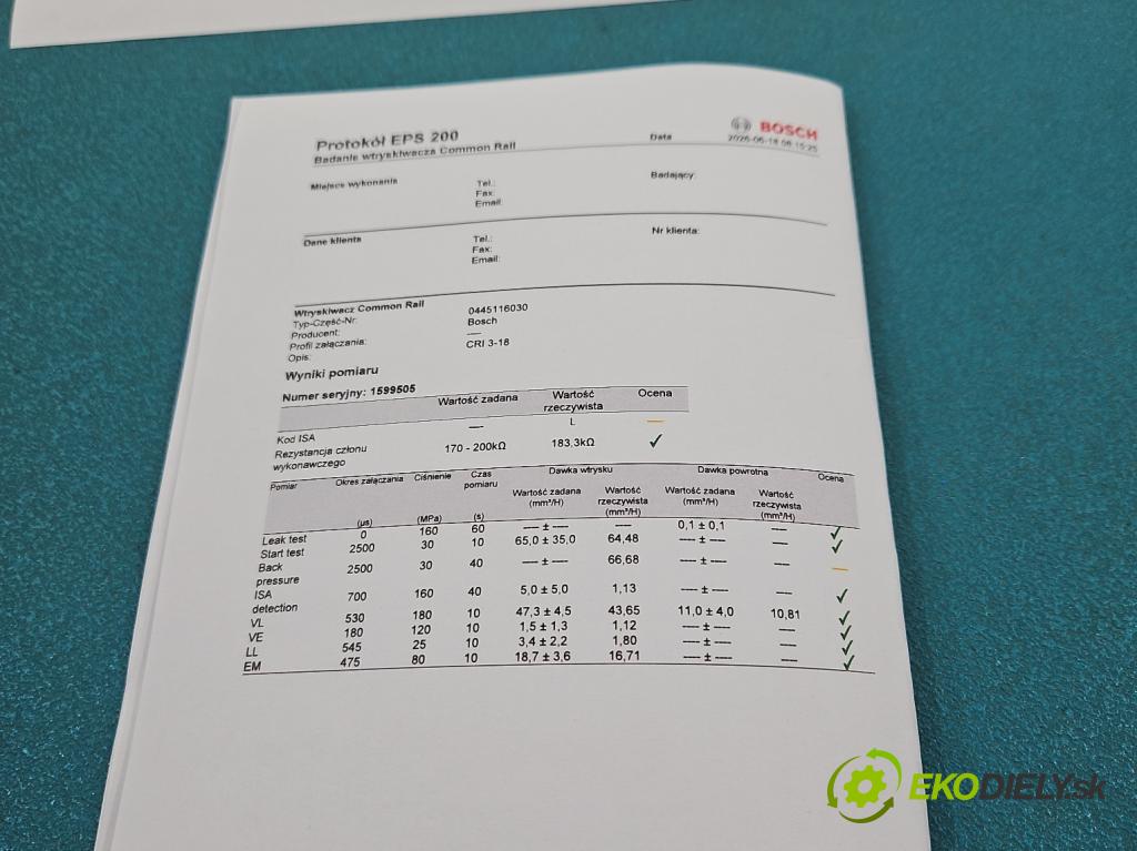 Audi A4 B8 2007-2015 2.0 tdi 120 HP manual 88 kW 1968 cm3 4- vstrek diesel: 0445116030