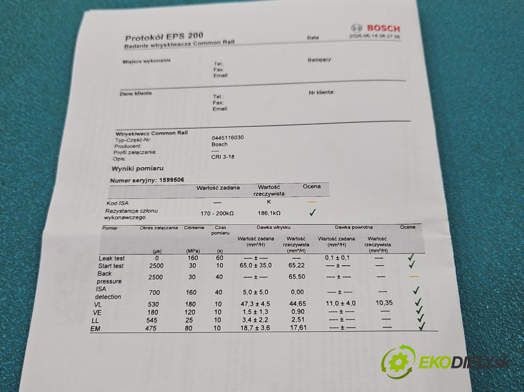 Audi A4 B8 2007-2015 2.0 tdi 120 HP manual 88 kW 1968 cm3 4- vstrek diesel: 0445116030