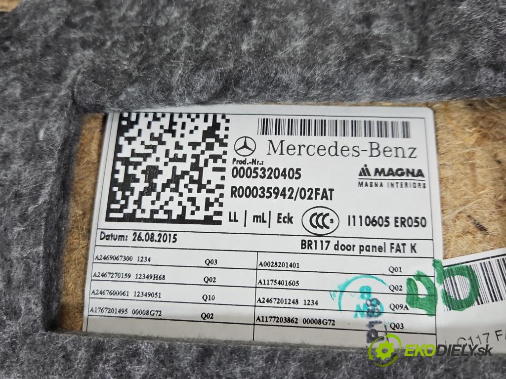 Mercedes CLA C117 X117 2013-2019 1.5 CDI 109 HP automatic 80 kW 1461 cm3 4- Čalounictví: dvere predné pravé 5320405