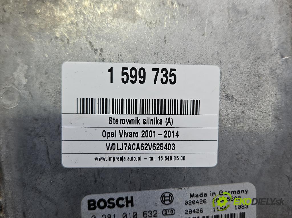 Opel Vivaro 2001-2014 1.9 cdti 101 HP manual 74 kW 1870 cm3 5- riadiaca jednotka motora 0281010632