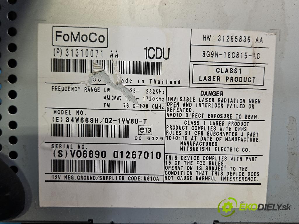 Volvo XC60 I 2008-2017 2.4d 163 hp automatic 120 kW 2400 cm3 5- Radio továrna: 31310071AA
