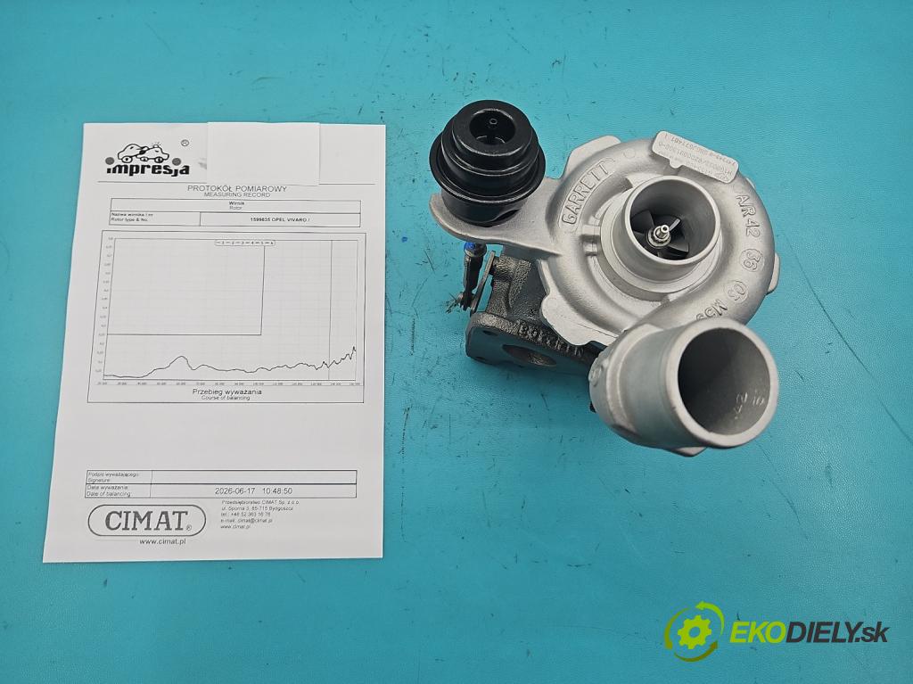 Opel Vivaro 2001-2014 1.9 cdti 101 HP manual 74 kW 1870 cm3 5- turbodúchadlo, turbo repasovaná 717345-2