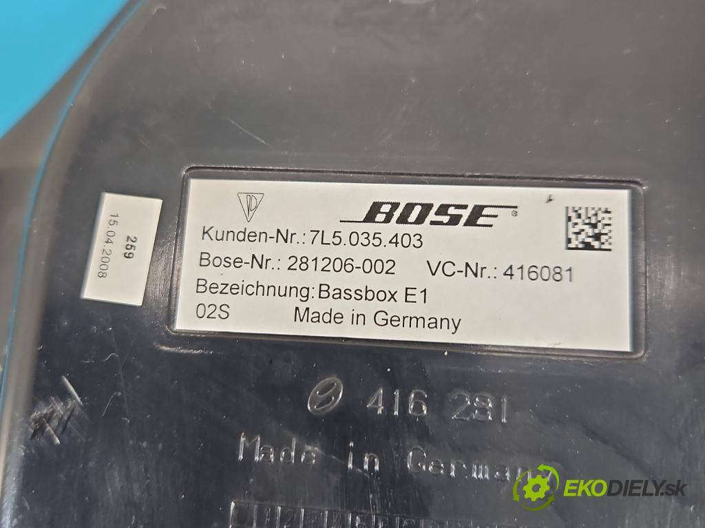 Porsche Cayenne I 2002-2010 4.8 V8 automatic 283 kW 4806 cm3 5- Subwoofer: 7L5035403 (Audio zariadenie)
