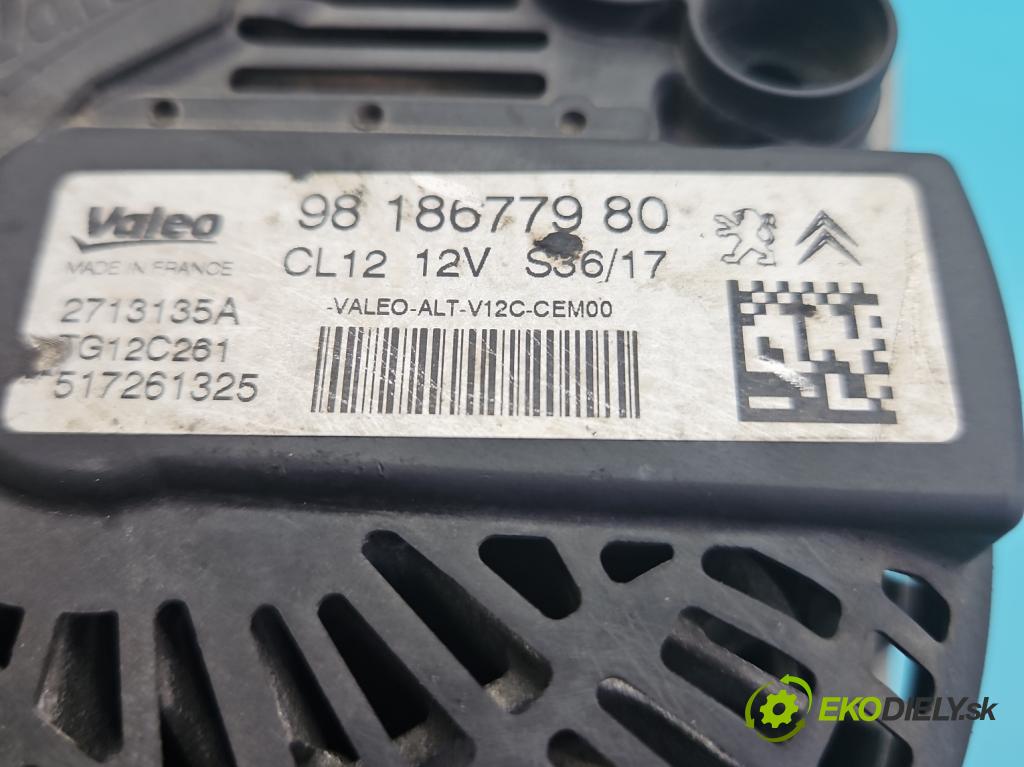 Peugeot 2008 I 2013-2019 1.2 12V 110 HP automatic 81 kW 1199 cm3 5- Alternator 9818677980 (Alternátor)