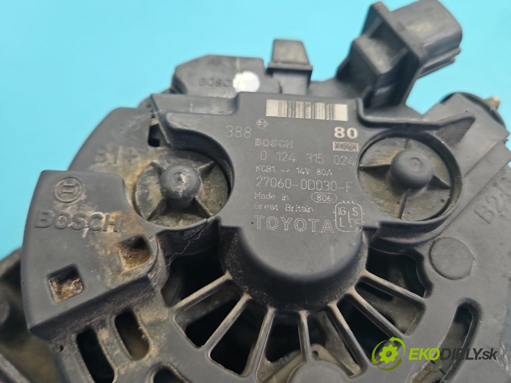 Toyota Avensis II T25 2003-2008 1.8 vvti 129 HP manual 95 kW 1794 cm3 5- Alternator 0124315024 (Alternátor)