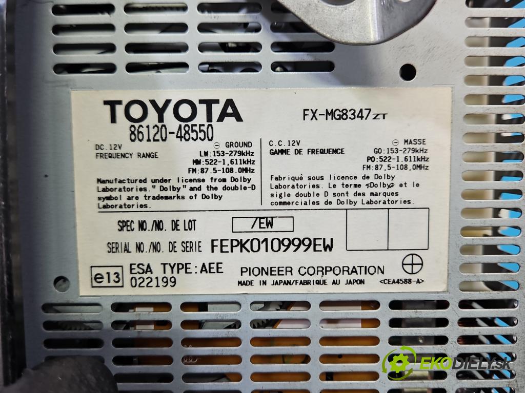 Lexus RX II 2003-2008 3.3 V6 211KM automatic 155 kW 3311 cm3 5- Radio továrna: 86120-48550