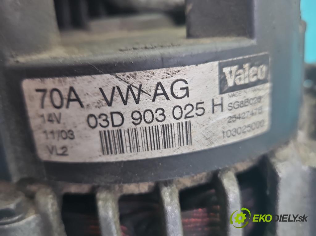 Skoda Fabia I 1999-2007 1.2 6V 54 hp manual 40 kW 1198 cm3 5- Alternator 03D903025H (Alternátor)