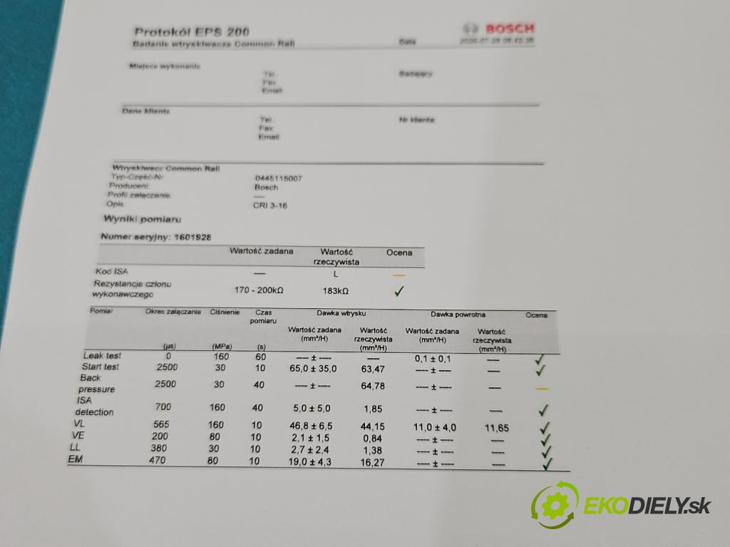 Opel Vivaro 2001-2014 2.0 cdti 90 hp manual 66 kW 1995 cm3 5- vstřikovač diesel 0445115007