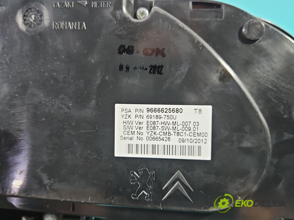 Peugeot 3008 I 2009-2016 1.6 hdi 9h05 111KM automatic 82 kW 1560 cm3 5- prístrojovka/ budíky 9666625680 (Prístrojová doska)