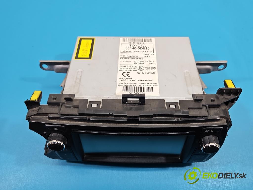 Toyota Yaris III 2011-2020 1.3 vvti 99 hp manual 73 kW 1329 cm3 5- Radio továrna: 86140-0D010