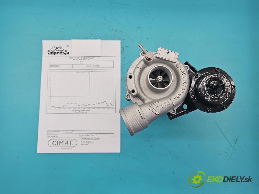 Audi A4 B6 2000-2004 1.8 T 163 hp manual 120 kW 1781 cm3 4- Turbodmychadlo repasováno 53039700073