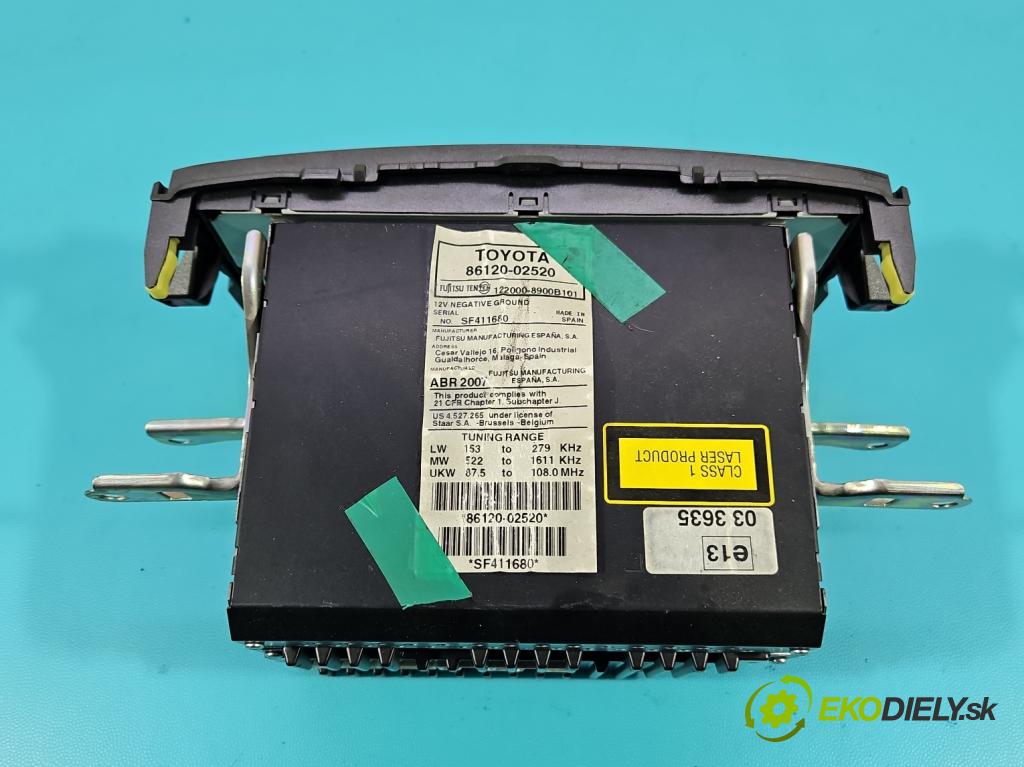 Toyota Auris I 2006-2013 1.4 D4D 90 HP automatic 66 kW 1364 cm3 3- Radio originál 86120-02520