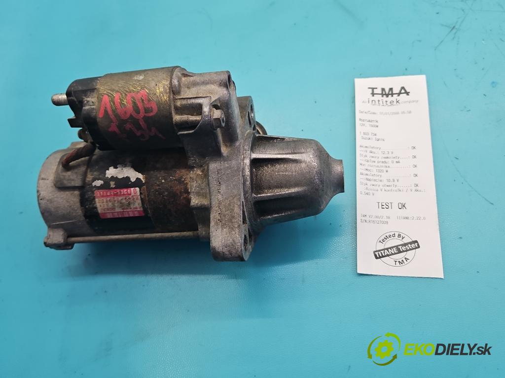 Suzuki Ignis 1.3 16V 83 hp manual 61 kW 1328 cm3 5- startér: 31100-80G0 (Startér)