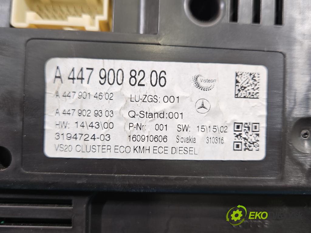 Mercedes Vito W447 2014- 1.6 cdi 114 HP manual 84 kW 1598 cm3 5- prístrojovka/ budíky A4479008206 (Prístrojová doska)