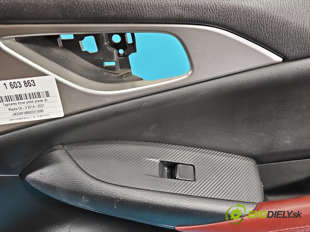 Mazda CX-3 2014-2021 1.5d 105 HP manual 77 kW 1499 cm3 5- Čalounictví: dvere predné pravé DB2T68420G