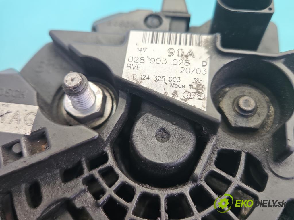Seat Leon I 1999-2005 1.6 16V 105 hp manual 77 kW 1598 cm3 5- Alternator 028903028D (Alternátor)