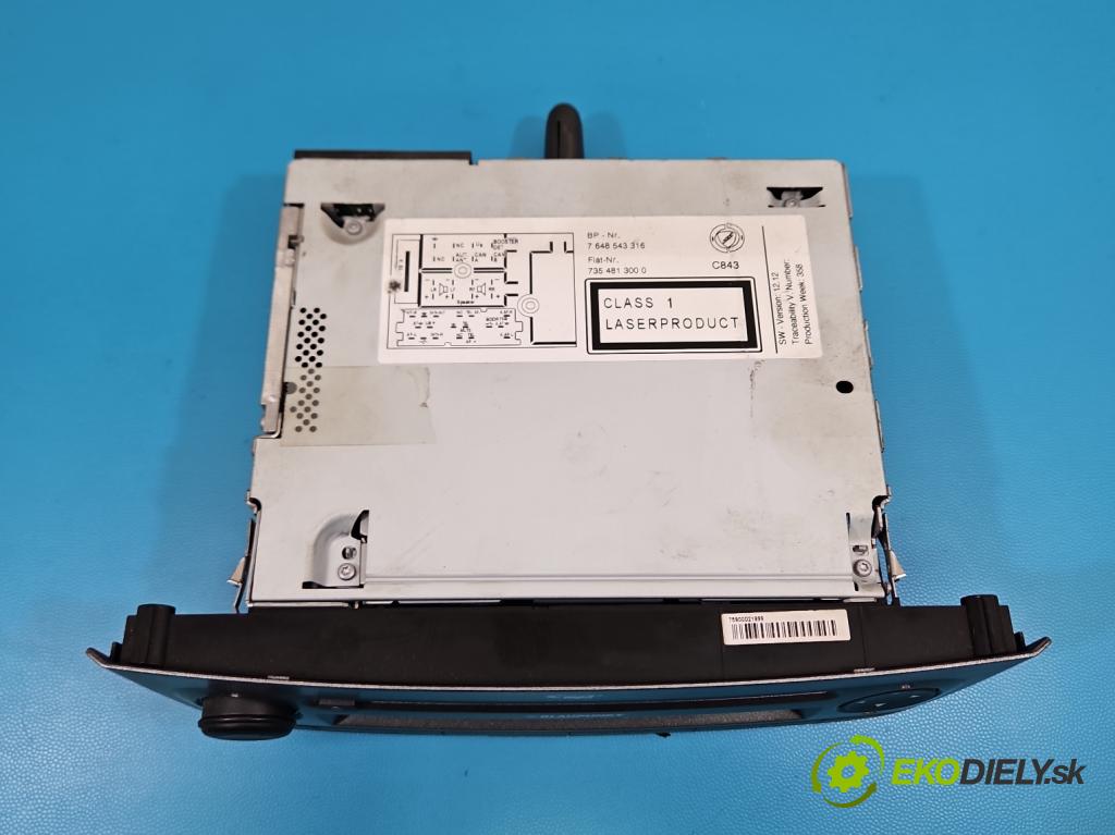 Fiat Punto Grande 1.4 T 120 HP manual 88 kW 1368 cm3 5- Radio originál 7648543316