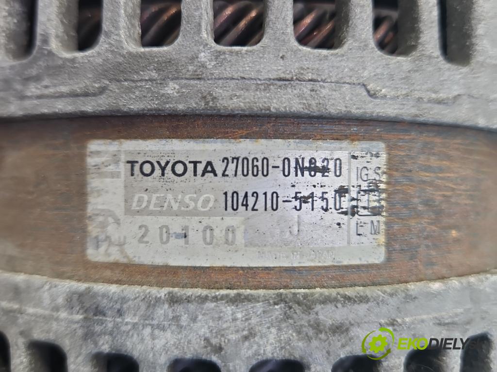 Toyota Auris I 2006-2013 1.4 D4D 90 HP automatic 66 kW 1364 cm3 3- Alternator 104210-5150 (Alternátor)