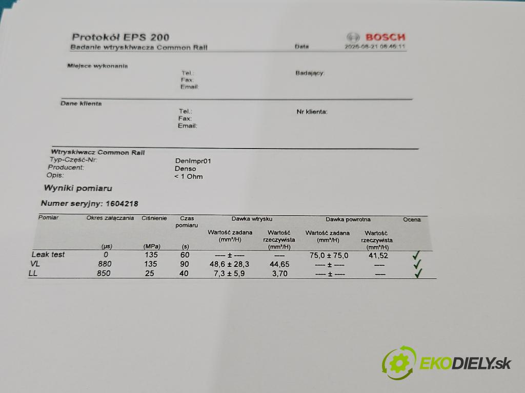 Toyota Corolla Verso II 2004-2009 2.0 D4D 116 hp manual 85 kW 1995 cm3 5- vstřikovač diesel 23670-0G010