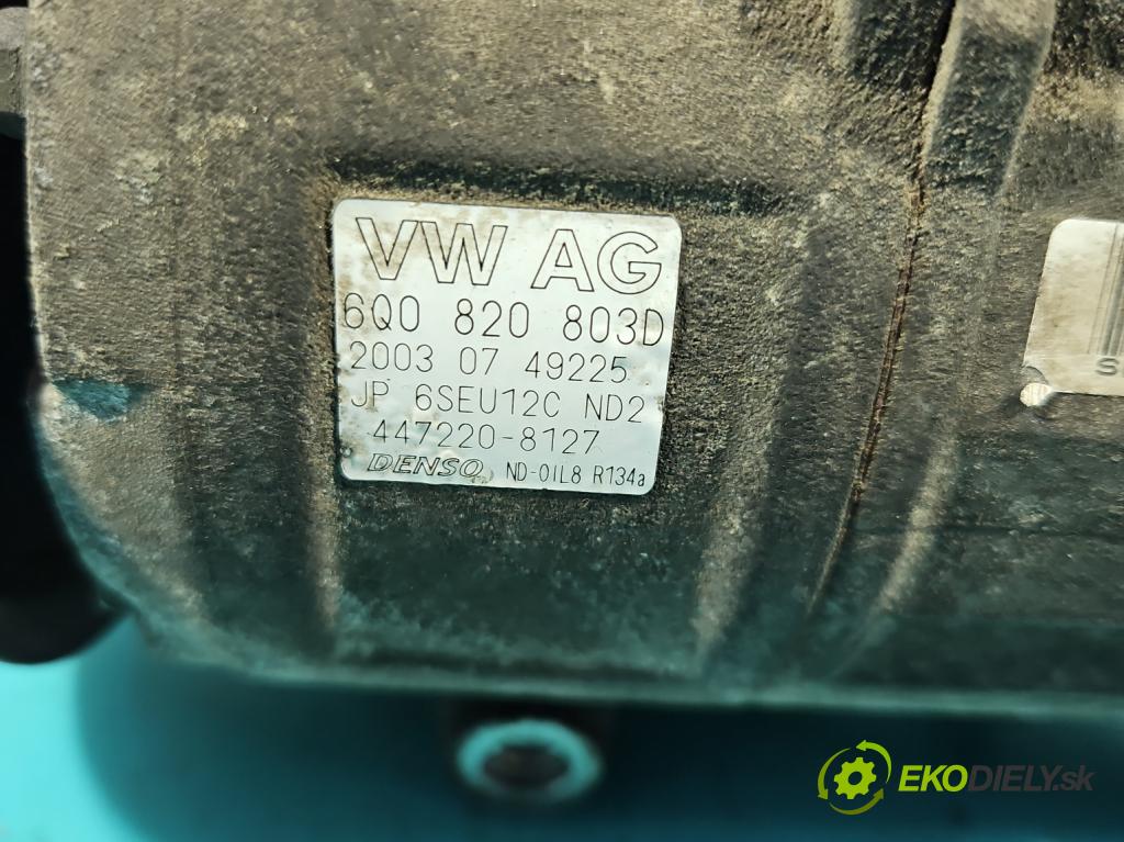 Seat Ibiza III 6L 2002-2008 1.4 16V 75 HP manual 55 kW 1390 cm3 5- Kompresor: klimatizácie 6Q0820803D (Kompresor klimatizácie)