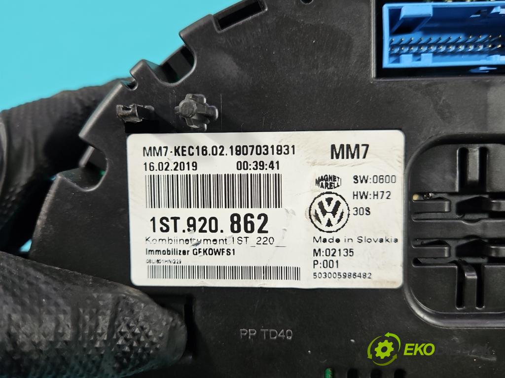 Skoda Citigo 2011-2019 1.0 MPI 75 HP manual 55 kW 999 cm3 5- prístrojovka/ budíky 1ST920862 (Prístrojová doska)