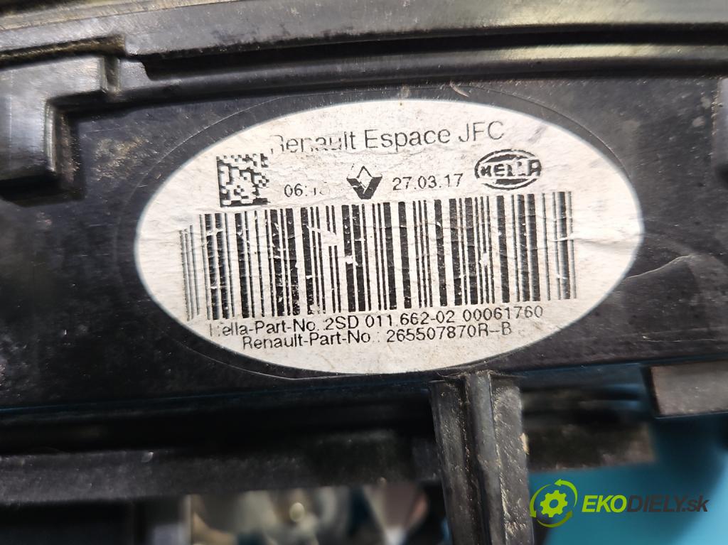 Renault Espace V 2014-2023 1.6 dci 160 HP automatic 118 kW 1598 cm3 5- svetlo / reflektor zadné pravé kufrové dvere 265507870R