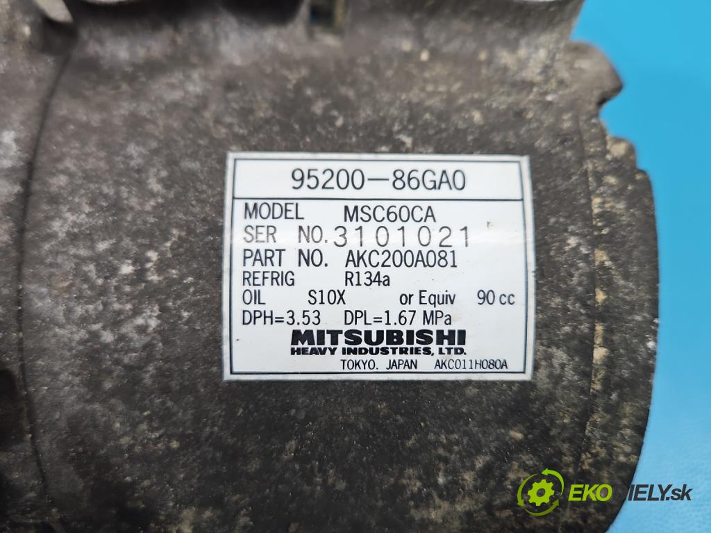 Suzuki Ignis 1.3 16V 93KM manual 68.6 kW 1328 cm3 5- Kompresor: klimatizácie 95200-86GA0 (Kompresor klimatizácie)
